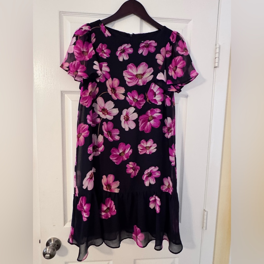 DKNY Black Dress with Pink Floral Accents
